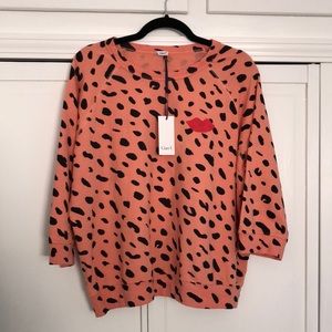 NWT Clare V Salmon Jaguar 3/4 Sleeve Sweatshirt